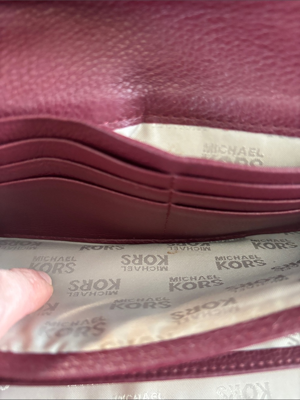 Michael Kors Burgundy Leather Wallet with Gold Plaque - Picture 12 of 15